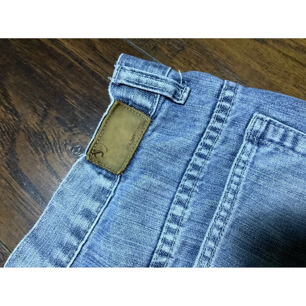 Flypaper Mens Baggy Denim Cut Off Shorts Light Wash Blue Y2K Skate Size 36